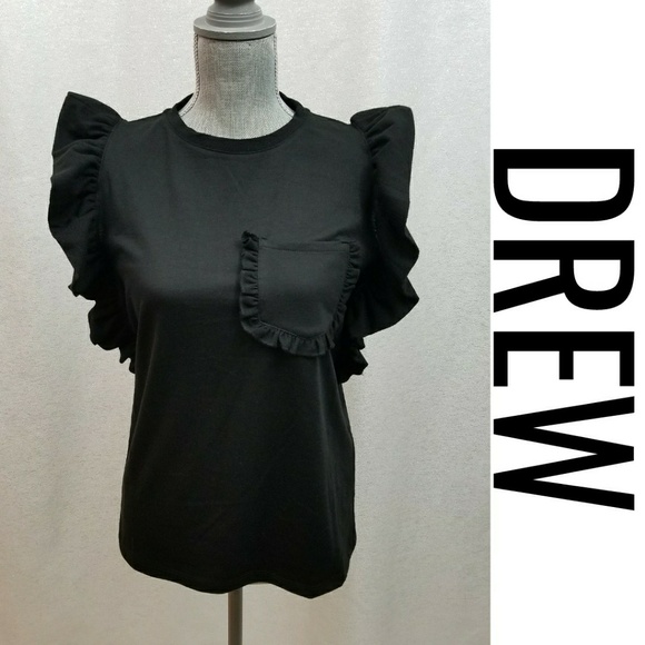 Anthropologie Tops - *1 Left* NWT Drew Black Ruffle Top Sz XS